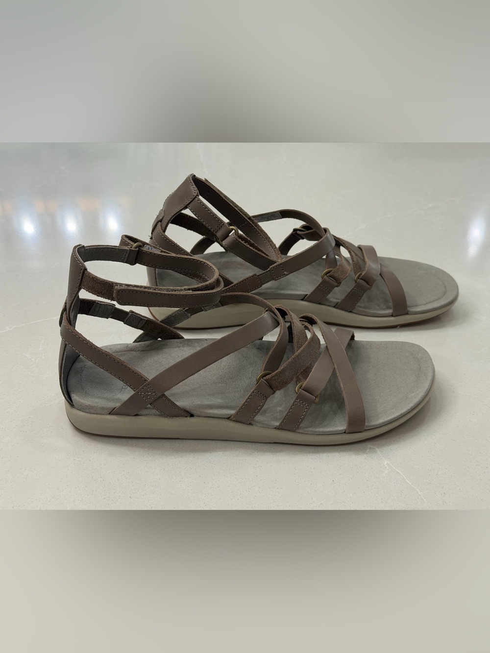 Merrell Kalari Shaw Mid Leather Gladiator Sandals Brindle Taupe Gray Size 9